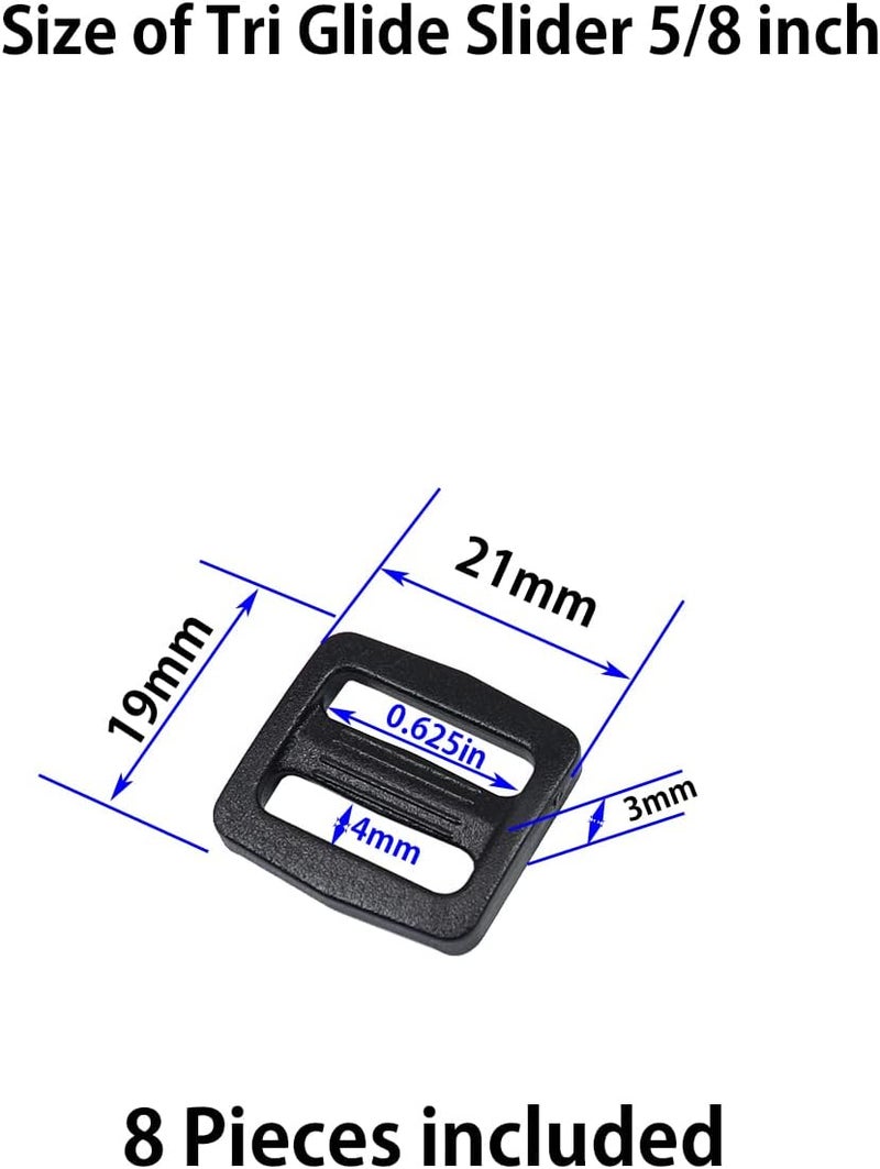 Baitoo Tri glide Slider,Heavy Duty Plastic Tri Glide Slide Buckle Strap sliders Adjusters for Backpack Strap Belt - Image 2